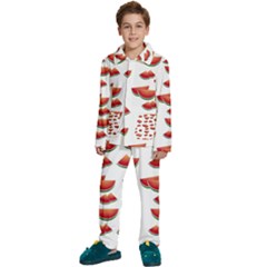 Summer Watermelon Pattern Kids  Long Sleeve Velvet Pajamas Set by Dutashop