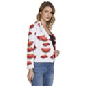 Summer Watermelon Pattern Women s Long Sleeve Revers Collar Cropped Jacket View3