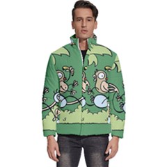 Ostrich Jungle Monkey Plants Men s Puffer Bubble Jacket Coat by Bajindul