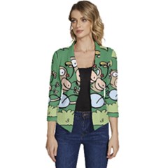 Ostrich Jungle Monkey Plants Women s Casual 3/4 Sleeve Spring Jacket by Bajindul