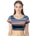 Background Horizontal Lines Short Sleeve Crop Top View1