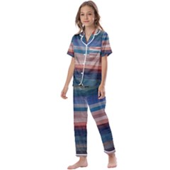 Background Horizontal Lines Kids  Satin Short Sleeve Pajamas Set by Amaryn4rt