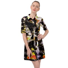 Canvas Acrylic Digital Design Art Belted Shirt Dress by Amaryn4rt