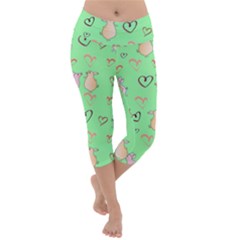 Pig Heart Digital Lightweight Velour Capri Yoga Leggings by Ravend