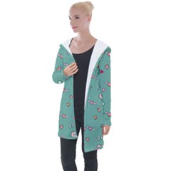 Raccoon Love Texture Seamless Longline Hooded Cardigan by Ravend