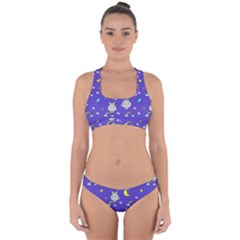 Cat Texture Pattern Seamless Rainbow Cross Back Hipster Bikini Set by Ravend