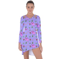 Flower Pink Pig Piggy Seamless Asymmetric Cut-out Shift Dress by Ravend