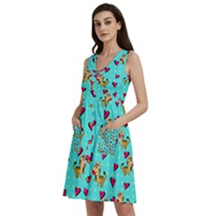 Cat Love Pattern Sleeveless Dress With Pocket by Ravend