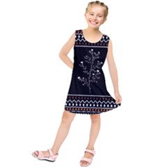 Flowers Line Art Wall Decoration Kids  Tunic Dress by Ravend