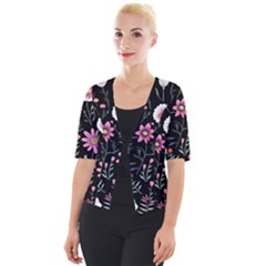 Flowers Pattern Cropped Button Cardigan by Ravend