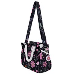 Flowers Pattern Rope Handles Shoulder Strap Bag by Ravend