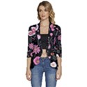 Flowers Pattern Women s 3/4 Sleeve Ruffle Edge Open Front Jacket View1