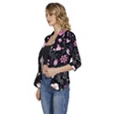 Flowers Pattern Women s 3/4 Sleeve Ruffle Edge Open Front Jacket View2