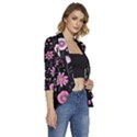 Flowers Pattern Women s 3/4 Sleeve Ruffle Edge Open Front Jacket View3