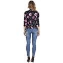 Flowers Pattern Women s 3/4 Sleeve Ruffle Edge Open Front Jacket View4