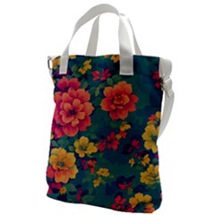 Floral Art Flowers Textile Canvas Messenger Bag by Ravend