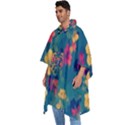 Floral Art Flowers Textile Men s Hooded Rain Ponchos View2