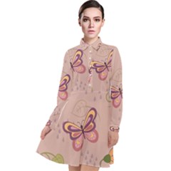 Butterfly Background Pattern Texture Long Sleeve Chiffon Shirt Dress by Ravend