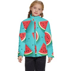 Watermelon Fruit Slice Kids  Puffer Bubble Jacket Coat by Ravend