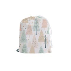 Trees Christmas Drawstring Pouch (medium) by Ravend