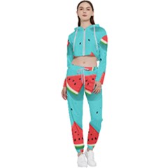 Watermelon Fruit Slice Cropped Zip Up Lounge Set by Ravend