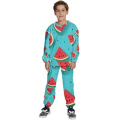 Watermelon Fruit Slice Kids  Sweatshirt Set by Ravend