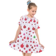 Beetle Animals Red Green Fly Kids  Short Sleeve Shirt Dress by Amaryn4rt