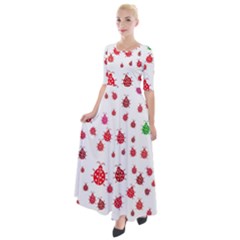 Beetle Animals Red Green Fly Half Sleeves Maxi Dress by Amaryn4rt