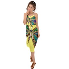 Butterfly Mosaic Yellow Colorful Waist Tie Cover Up Chiffon Dress by Amaryn4rt