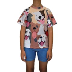 Dogs Pet Background Pack Terrier Kids  Short Sleeve Swimwear by Ravend