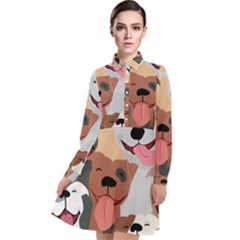 Dogs Pet Background Pack Terrier Long Sleeve Chiffon Shirt Dress by Ravend