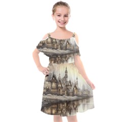 Building Landmark Kids  Cut Out Shoulders Chiffon Dress by Ravend