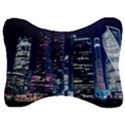 Black Building Lighted Under Clear Sky Velour Seat Head Rest Cushion View1