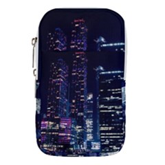 Black Building Lighted Under Clear Sky Waist Pouch (small) by Modalart