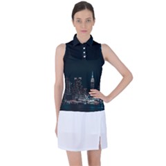 Skyline Photography Of Buildings Women s Sleeveless Polo T-shirt by Modalart