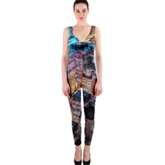 Aerial Photo Of Cityscape At Night One Piece Catsuit by Modalart