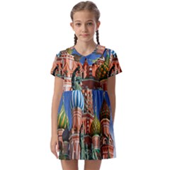 Saint Basil S Cathedral Kids  Asymmetric Collar Dress by Modalart