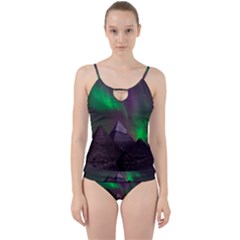 Fantasy Pyramid Mystic Space Aurora Cut Out Top Tankini Set by Grandong