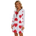 Heart Red Love Valentines Day Long Sleeve Deep V Mini Dress  View2