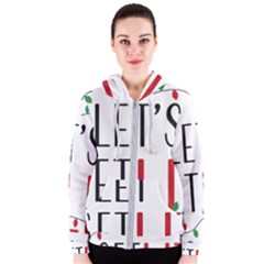 Let s Get Lit Christmas Jingle Bells Santa Claus Women s Zipper Hoodie by Ndabl3x