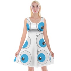 Eyes Comic Cartoon Fun Funny Toon Reversible Velvet Sleeveless Dress by Ndabl3x