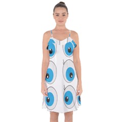 Eyes Comic Cartoon Fun Funny Toon Ruffle Detail Chiffon Dress by Ndabl3x