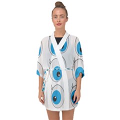 Eyes Comic Cartoon Fun Funny Toon Half Sleeve Chiffon Kimono by Ndabl3x