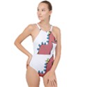 Dinosaur Dragon Drawing Cute High Neck One Piece Swimsuit View1