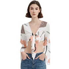 Abstract Art Design Pattern Trumpet Sleeve Cropped Top