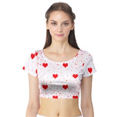 Hearts Romantic Love Valentines Short Sleeve Crop Top by Ndabl3x