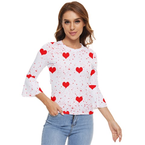 Hearts Romantic Love Valentines Bell Sleeve Top by Ndabl3x