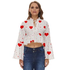 Hearts Romantic Love Valentines Boho Long Bell Sleeve Top by Ndabl3x