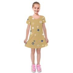 Cross Circles White Circles Kids  Short Sleeve Velvet Dress by Grandong
