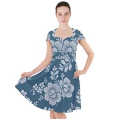 Flowers Design Floral Pattern Cap Sleeve Midi Dress by Grandong